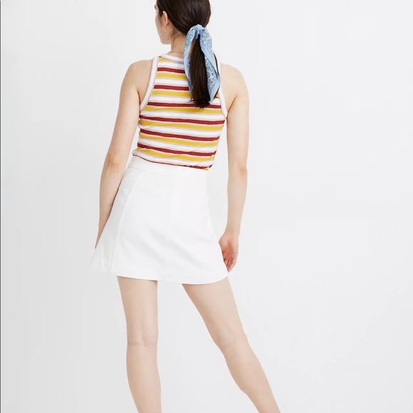 Madewell Stretch Denim A-Line Mini Skirt in Tile White: Button-Front Edition - Picture 3 of 9